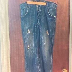 Arizona Jean Company Men's Blue Distressed Jeans